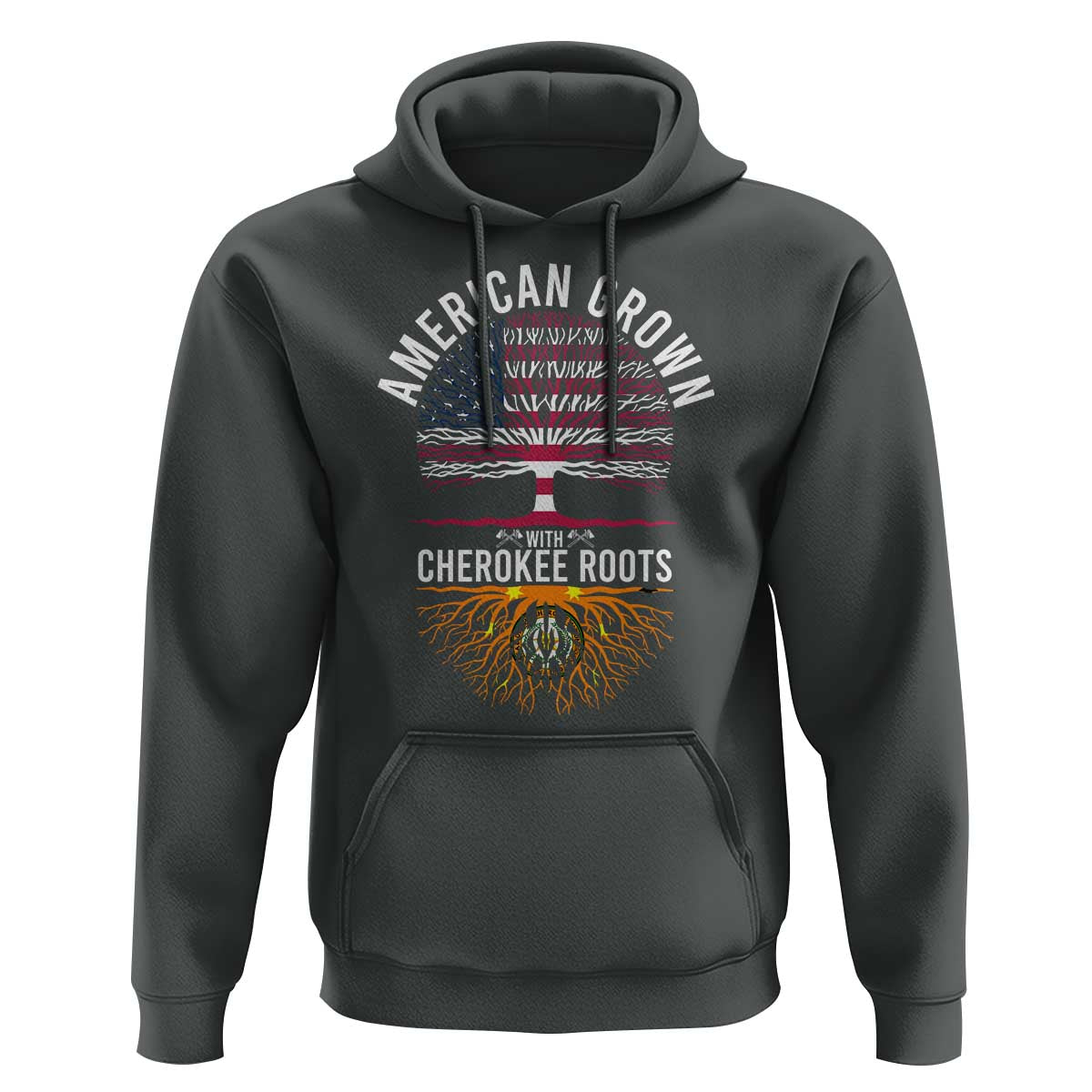 Native American Flag Hoodie American Grown With Cherokee Roots - Wonder Print Shop