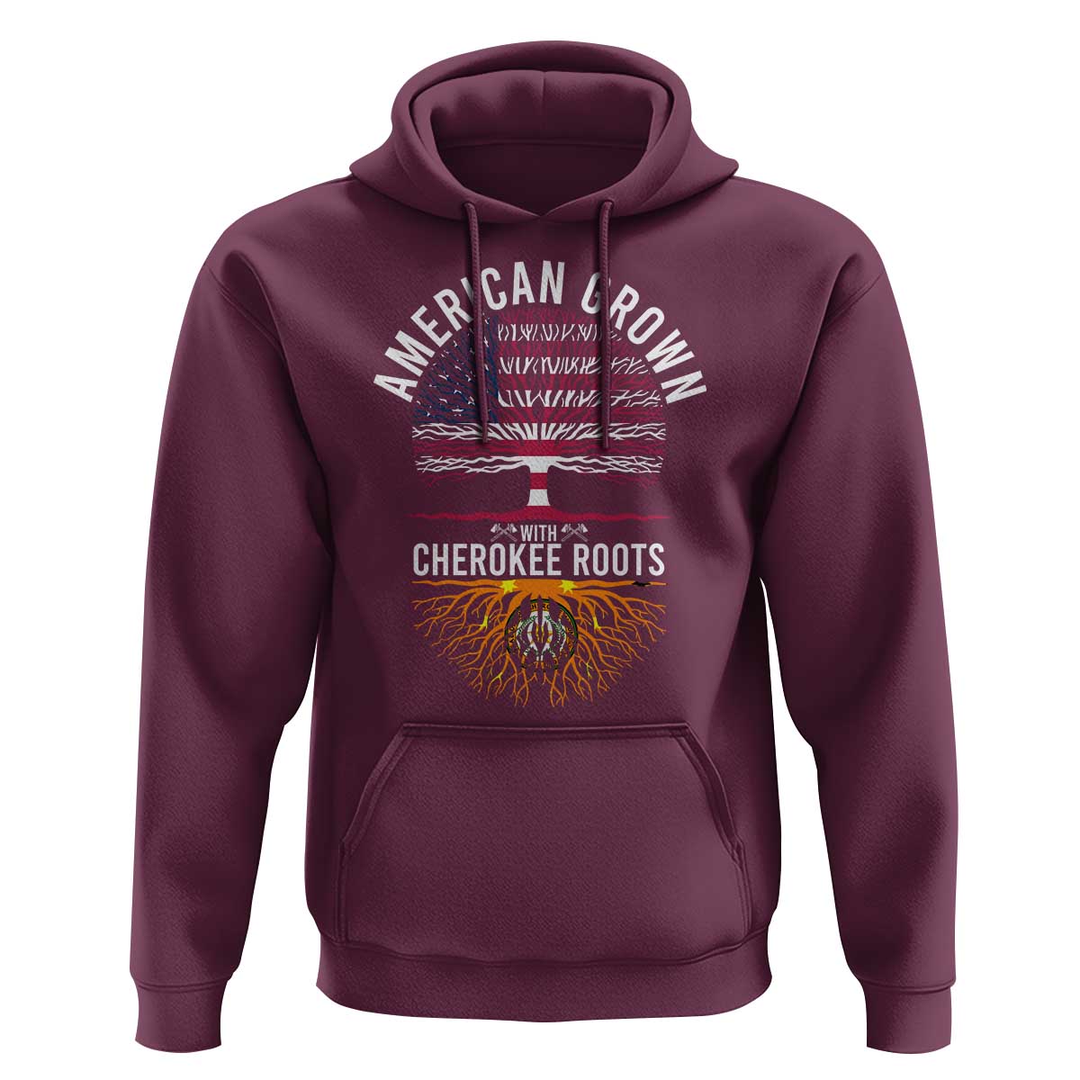 Native American Flag Hoodie American Grown With Cherokee Roots - Wonder Print Shop