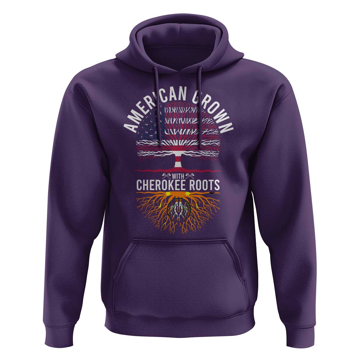 Native American Flag Hoodie American Grown With Cherokee Roots - Wonder Print Shop
