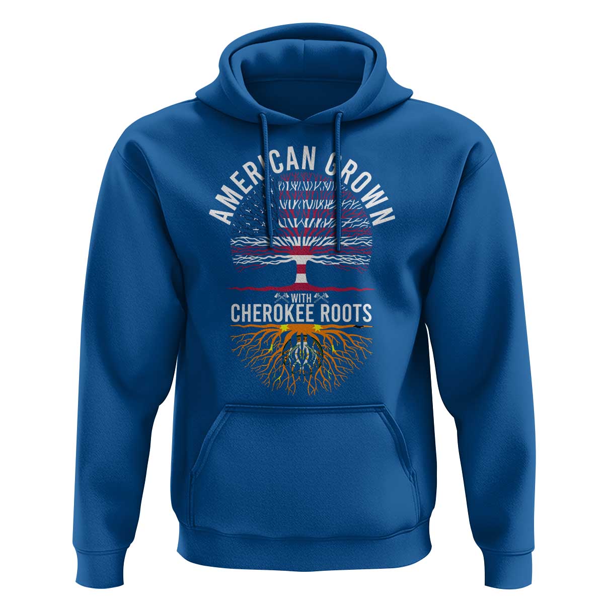 Native American Flag Hoodie American Grown With Cherokee Roots - Wonder Print Shop