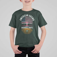 Native American Flag T Shirt For Kid American Grown With Cherokee Roots - Wonder Print Shop