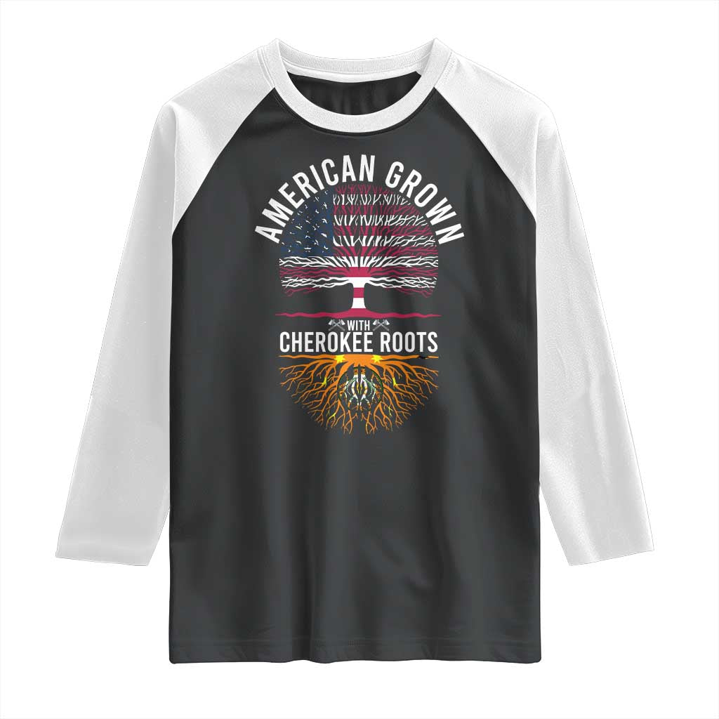 Native American Flag Raglan Shirt American Grown With Cherokee Roots - Wonder Print Shop