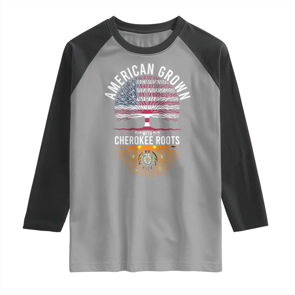 Native American Flag Raglan Shirt American Grown With Cherokee Roots - Wonder Print Shop