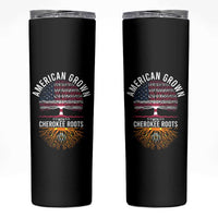 Native American Flag Skinny Tumbler American Grown With Cherokee Roots