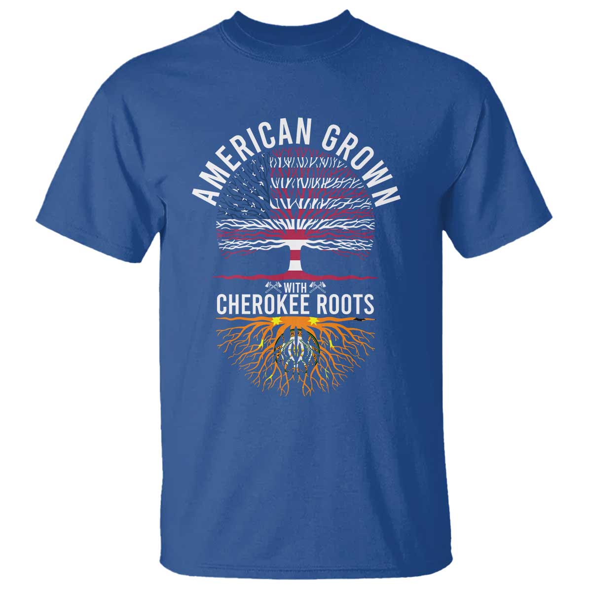 Native American Flag T Shirt American Grown With Cherokee Roots - Wonder Print Shop