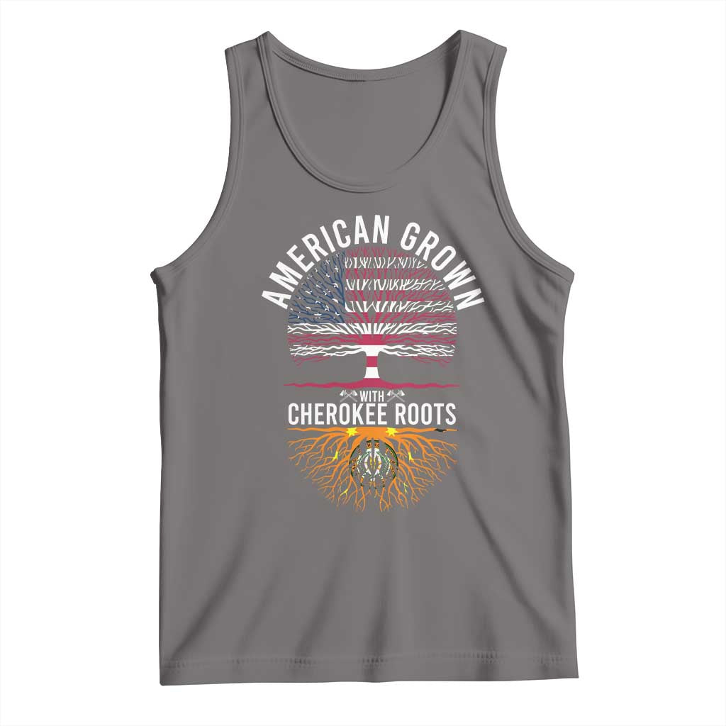 Native American Flag Tank Top American Grown With Cherokee Roots - Wonder Print Shop