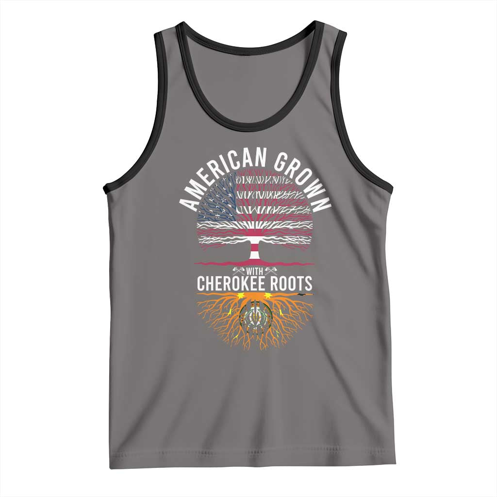 Native American Flag Tank Top American Grown With Cherokee Roots - Wonder Print Shop