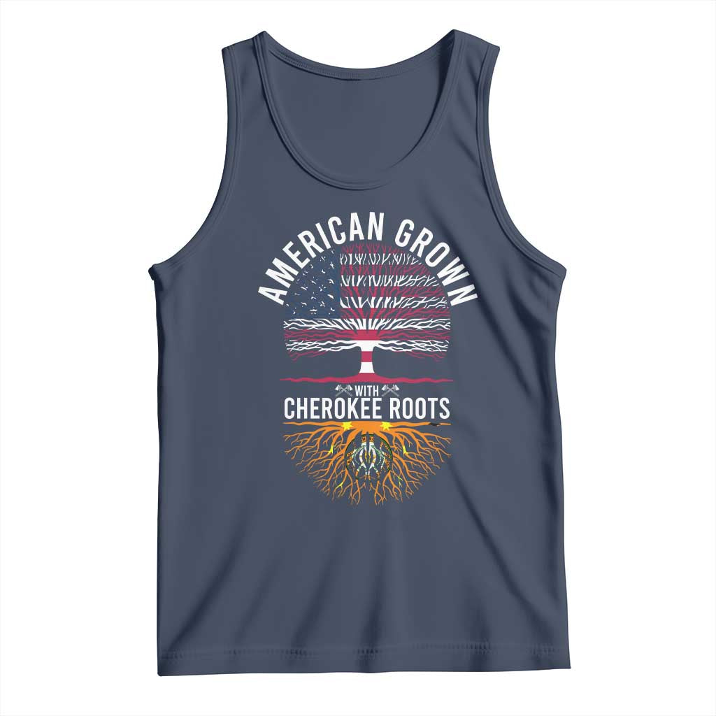 Native American Flag Tank Top American Grown With Cherokee Roots - Wonder Print Shop