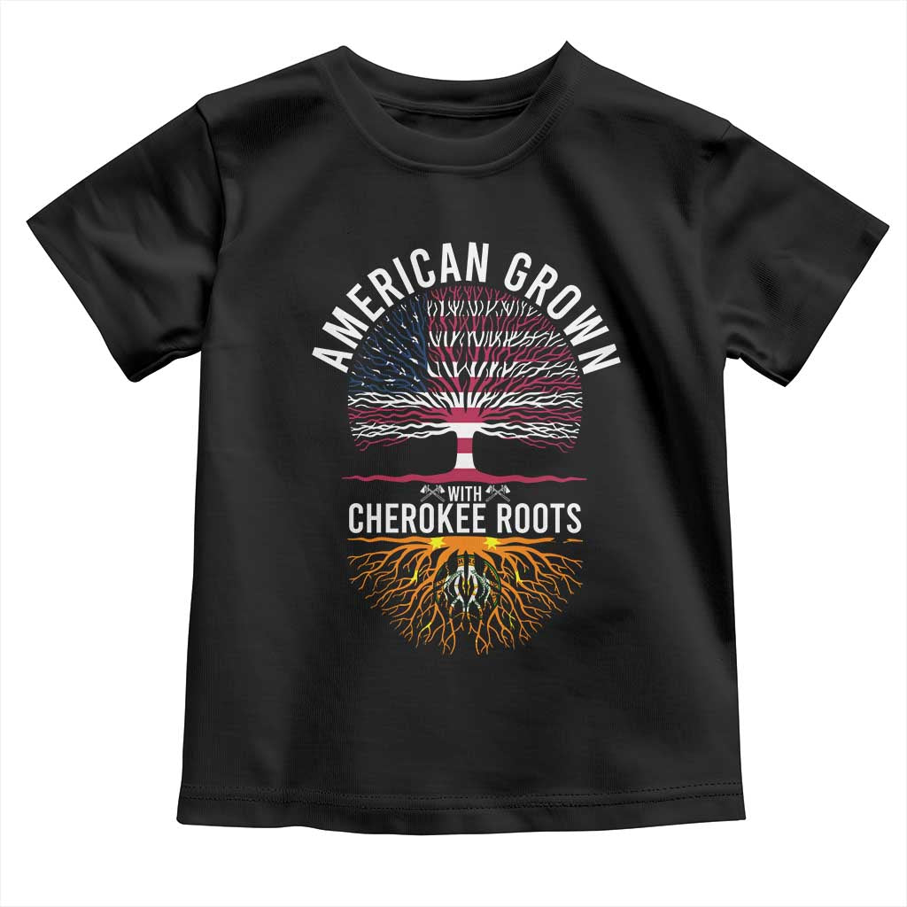 Native American Flag Toddler T Shirt American Grown With Cherokee Roots - Wonder Print Shop