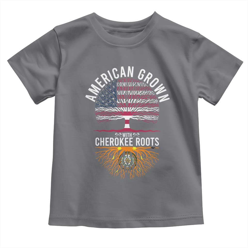 Native American Flag Toddler T Shirt American Grown With Cherokee Roots - Wonder Print Shop