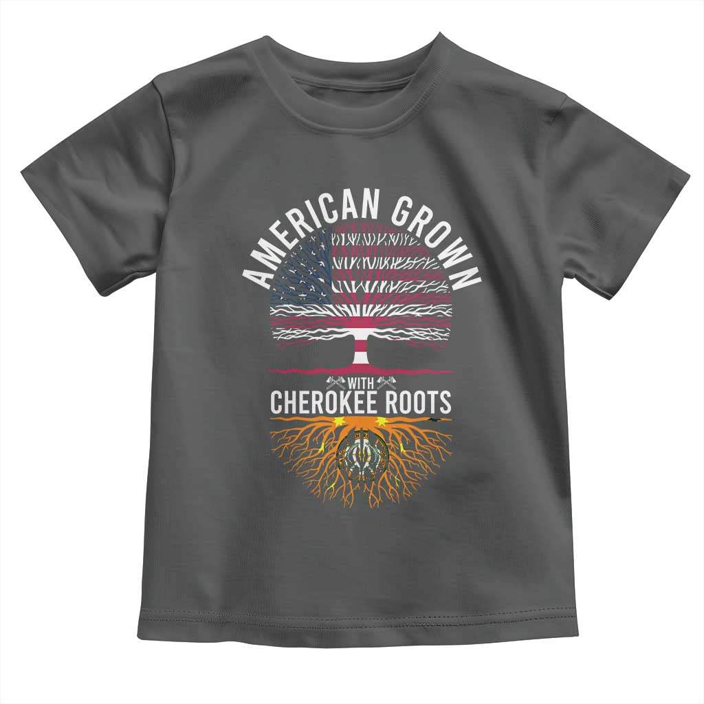 Native American Flag Toddler T Shirt American Grown With Cherokee Roots - Wonder Print Shop