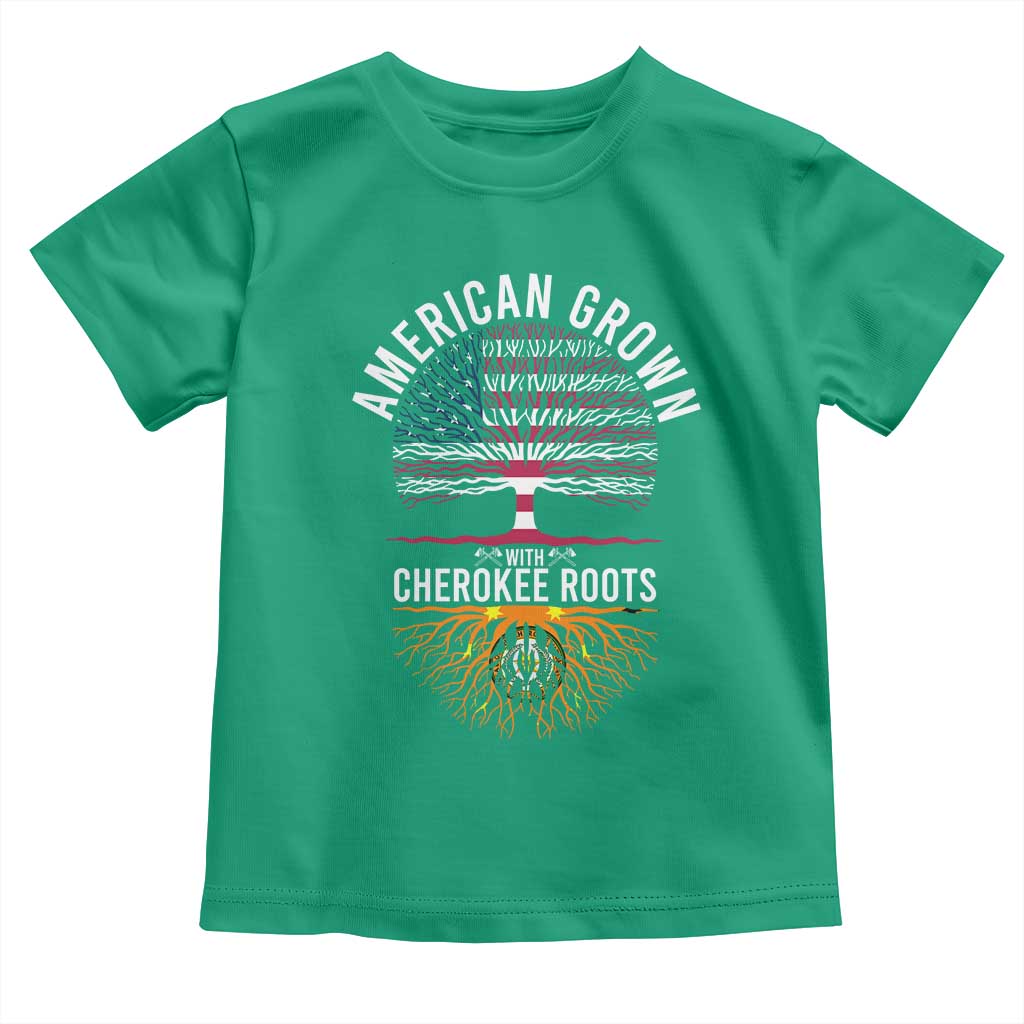 Native American Flag Toddler T Shirt American Grown With Cherokee Roots - Wonder Print Shop