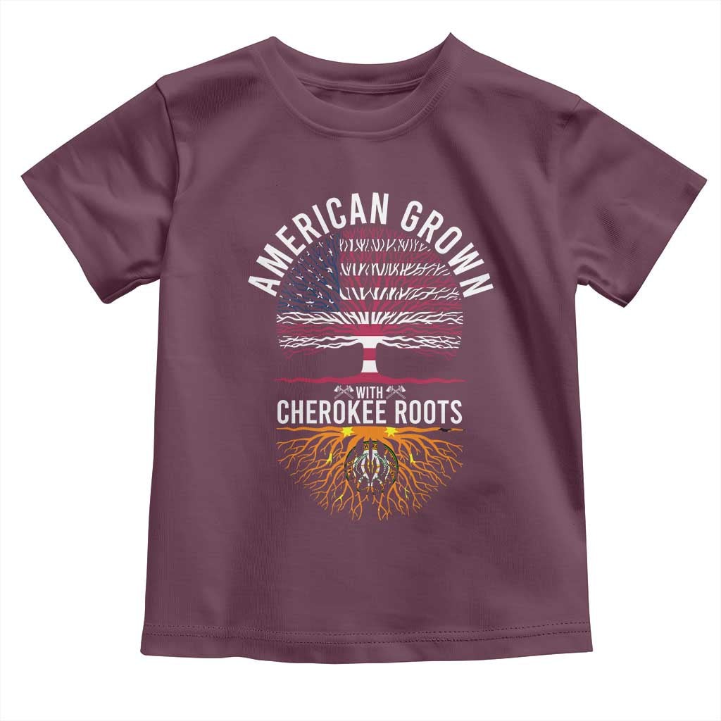 Native American Flag Toddler T Shirt American Grown With Cherokee Roots - Wonder Print Shop