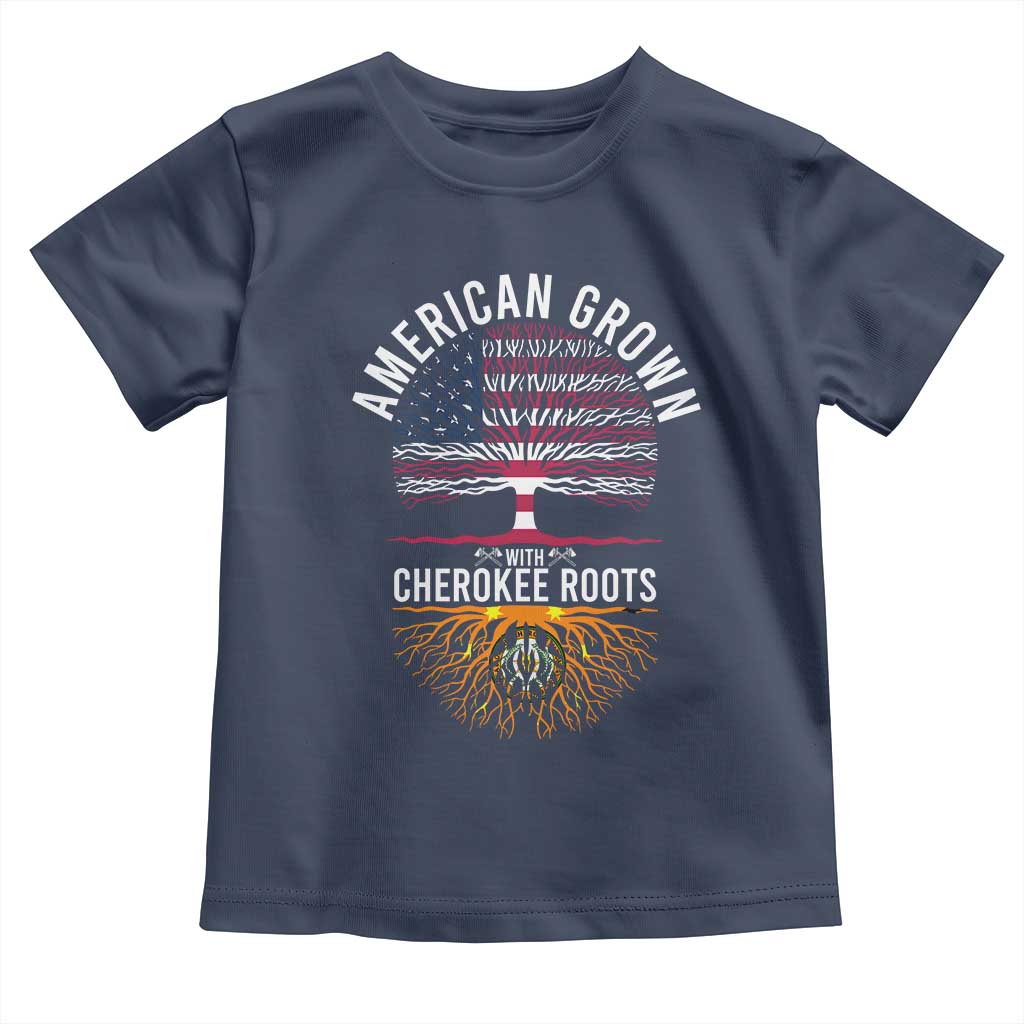 Native American Flag Toddler T Shirt American Grown With Cherokee Roots - Wonder Print Shop