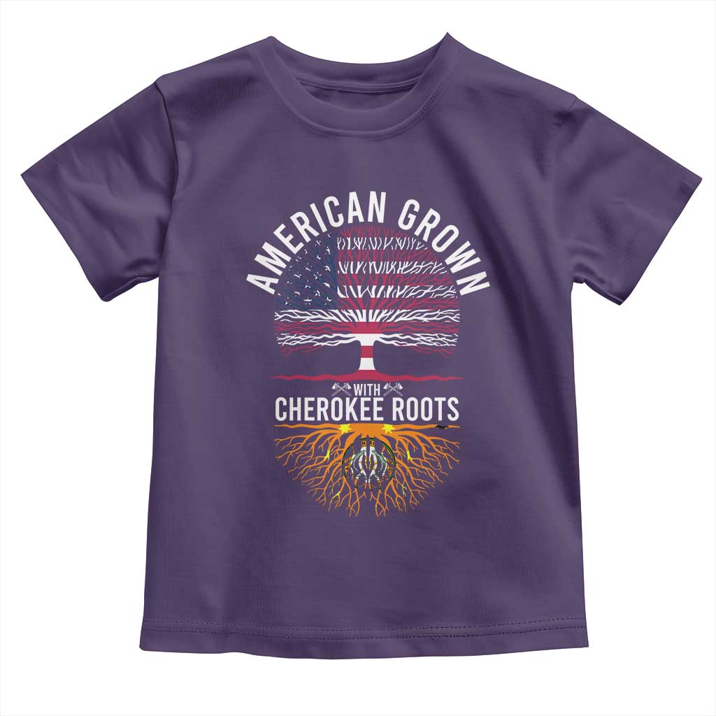 Native American Flag Toddler T Shirt American Grown With Cherokee Roots - Wonder Print Shop