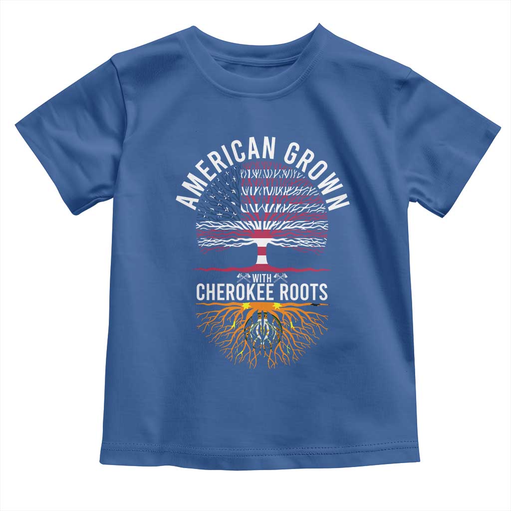 Native American Flag Toddler T Shirt American Grown With Cherokee Roots - Wonder Print Shop