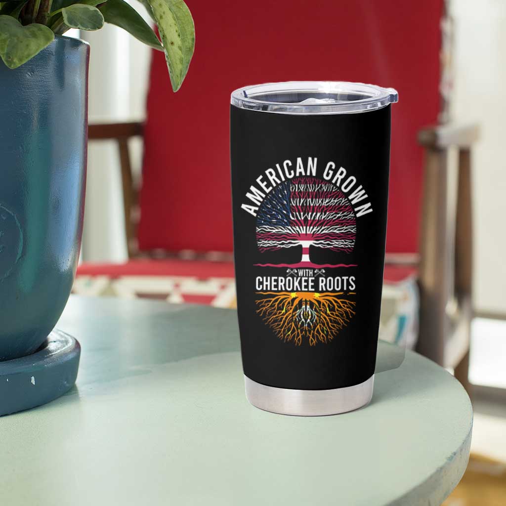 Native American Flag Tumbler Cup American Grown With Cherokee Roots