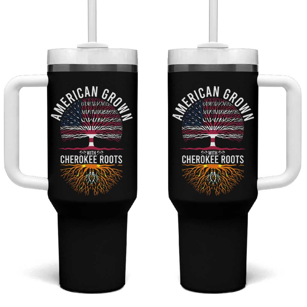 Native American Flag Tumbler With Handle American Grown With Cherokee Roots