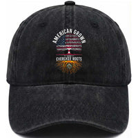 Native American Flag Washed Cotton Baseball Cap American Grown With Cherokee Roots