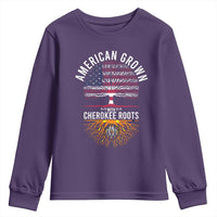 Native American Flag Youth Sweatshirt American Grown With Cherokee Roots - Wonder Print Shop