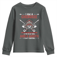 Native American Cherokee Youth Sweatshirt I Am A Cherokee A Fire In My Soul And A Mouth I Can't Control - Wonder Print Shop