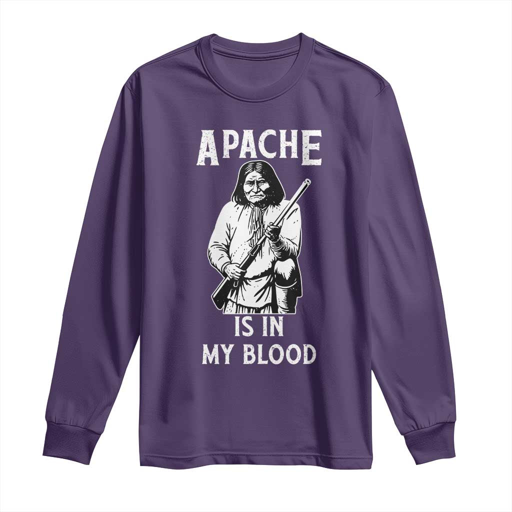 Native American Long Sleeve Shirt Apache Is In My Blood - Wonder Print Shop