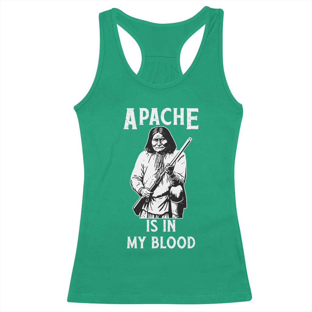 Native American Racerback Tank Top Apache Is In My Blood - Wonder Print Shop