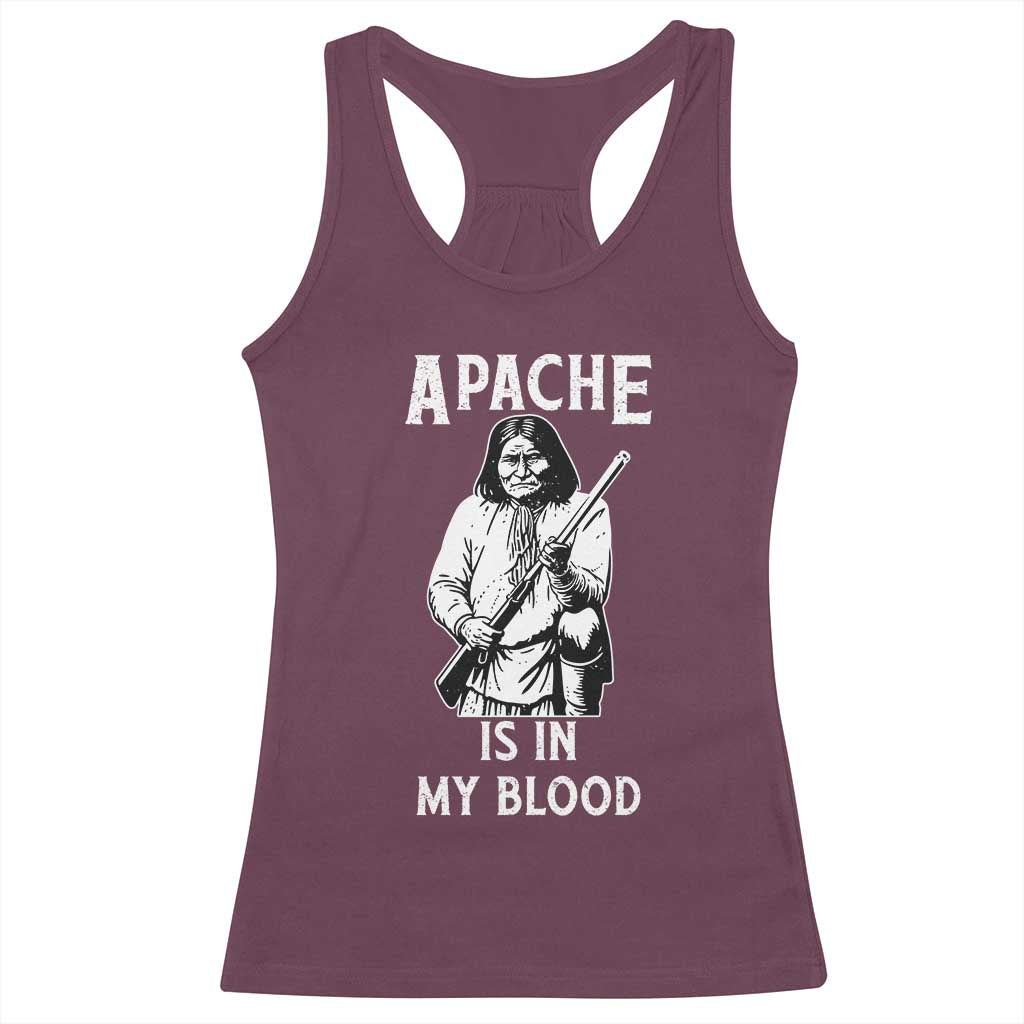 Native American Racerback Tank Top Apache Is In My Blood - Wonder Print Shop