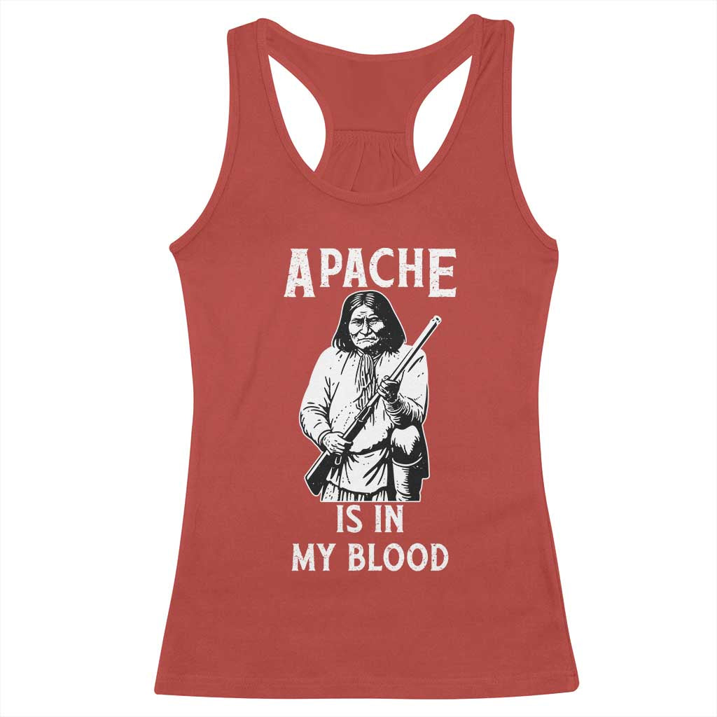 Native American Racerback Tank Top Apache Is In My Blood - Wonder Print Shop