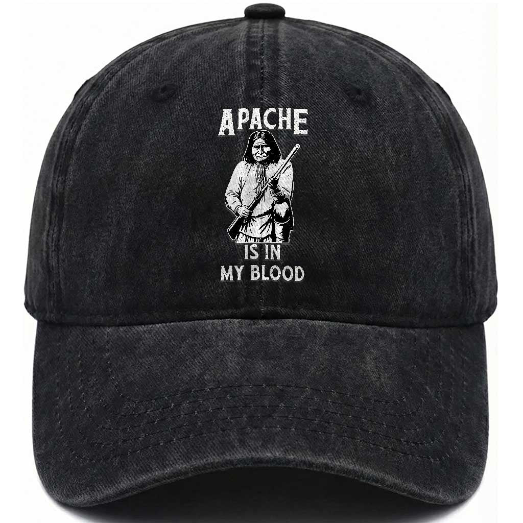 Native American Washed Cotton Baseball Cap Apache Is In My Blood