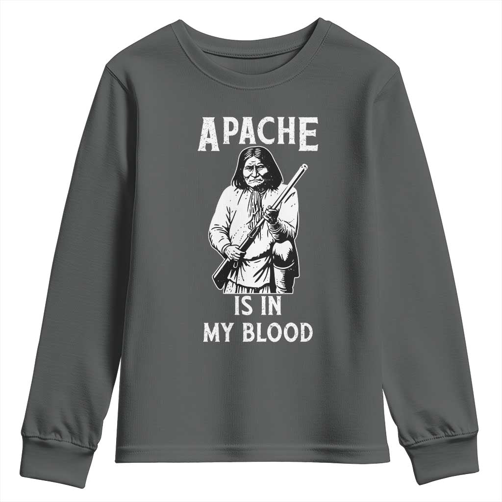 Native American Youth Sweatshirt Apache Is In My Blood - Wonder Print Shop