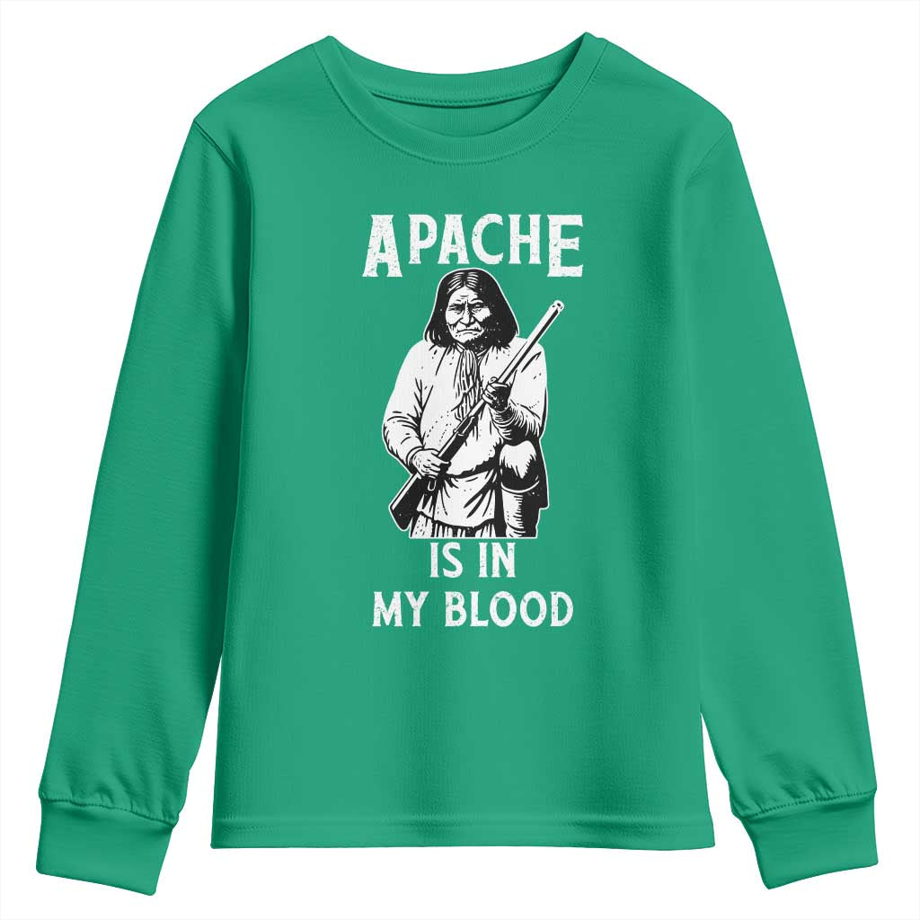 Native American Youth Sweatshirt Apache Is In My Blood - Wonder Print Shop