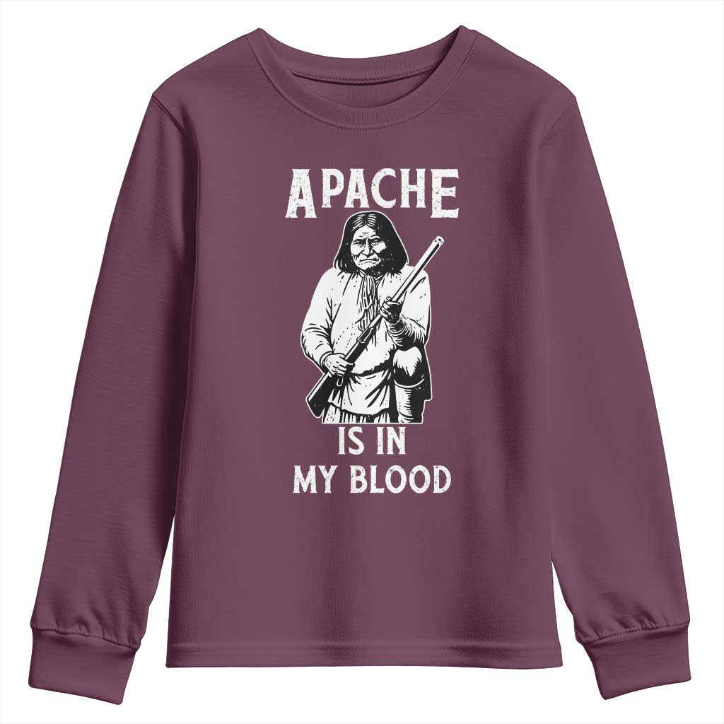 Native American Youth Sweatshirt Apache Is In My Blood - Wonder Print Shop