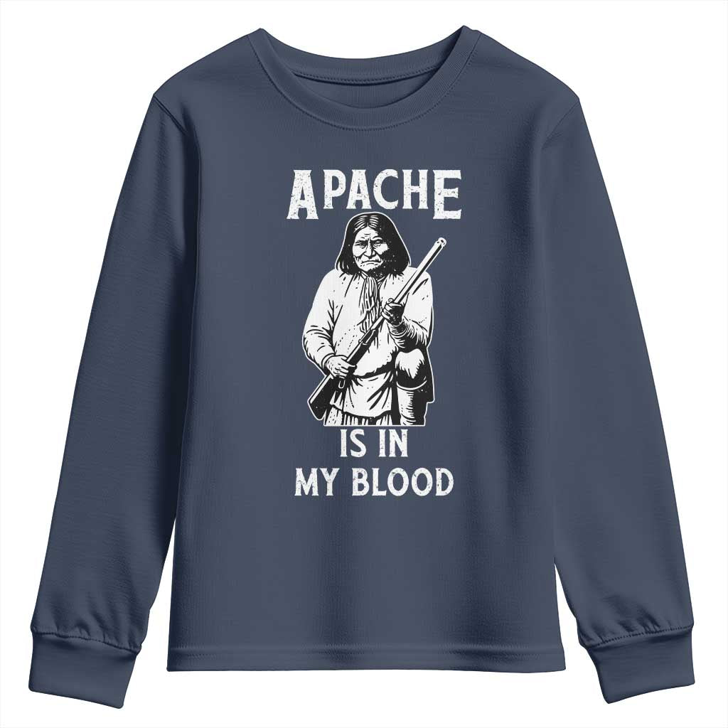 Native American Youth Sweatshirt Apache Is In My Blood - Wonder Print Shop