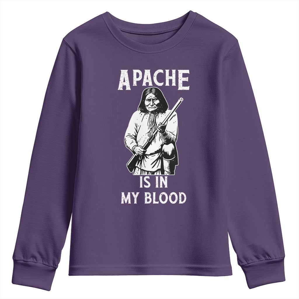 Native American Youth Sweatshirt Apache Is In My Blood - Wonder Print Shop