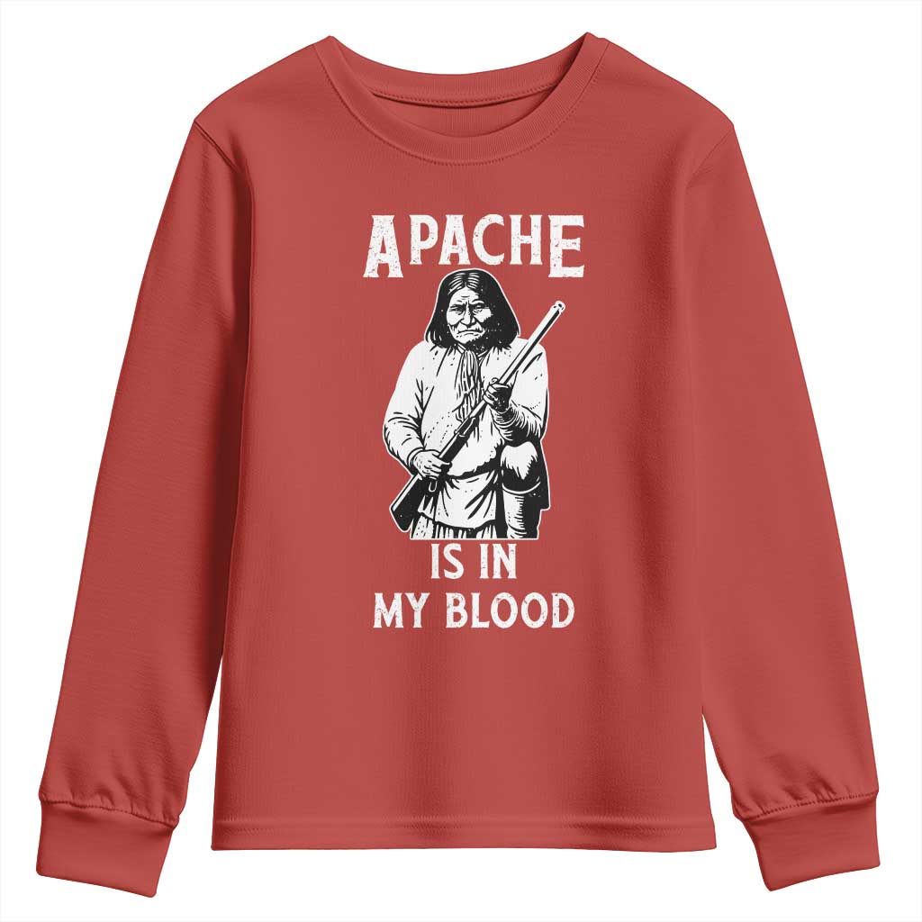 Native American Youth Sweatshirt Apache Is In My Blood - Wonder Print Shop