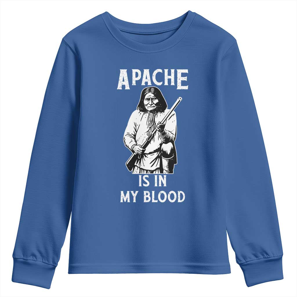 Native American Youth Sweatshirt Apache Is In My Blood - Wonder Print Shop