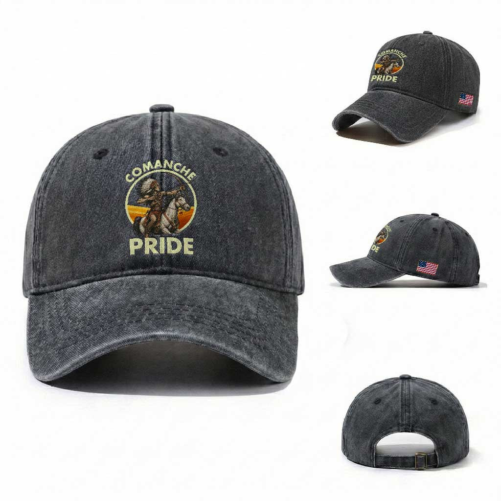 Native American Comanche Pride Indigenous People Day Washed Cotton Baseball Cap