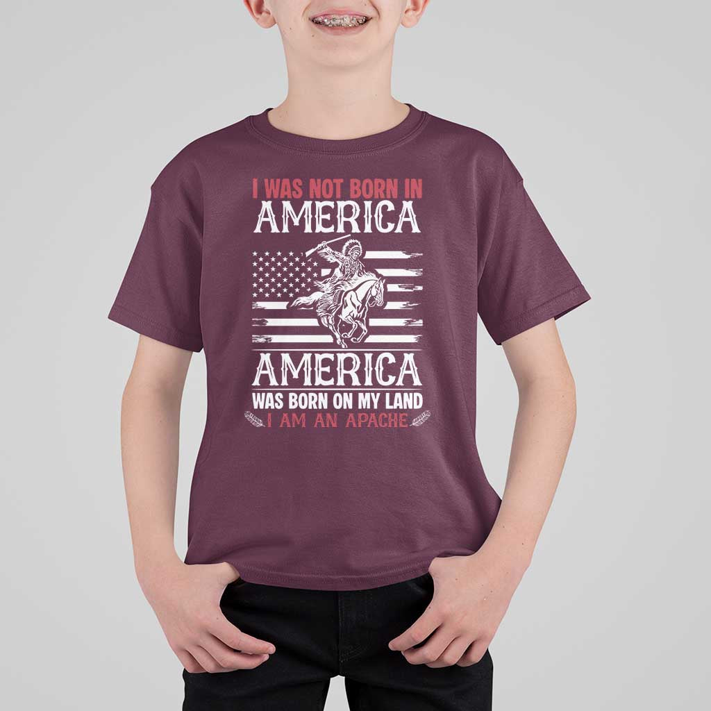 Native American Apache T Shirt For Kid I Was Not Born In America - Wonder Print Shop