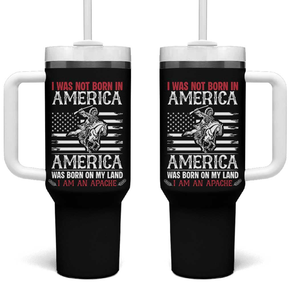 Native American Apache Tumbler With Handle I Was Not Born In America