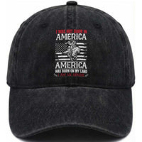 Native American Apache Washed Cotton Baseball Cap I Was Not Born In America