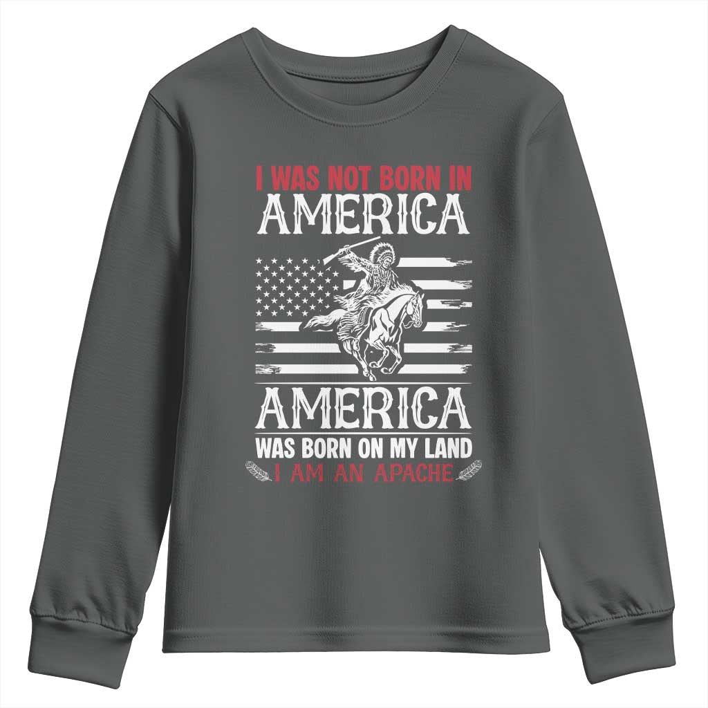 Native American Apache Youth Sweatshirt I Was Not Born In America - Wonder Print Shop