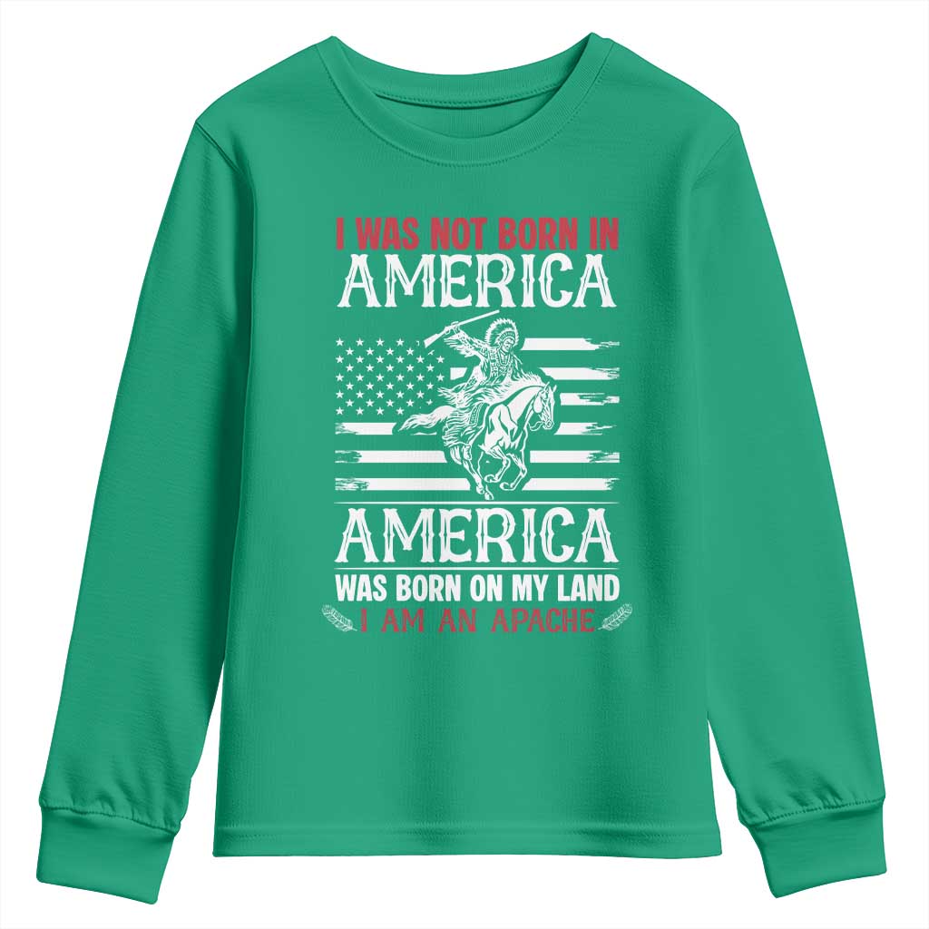 Native American Apache Youth Sweatshirt I Was Not Born In America - Wonder Print Shop