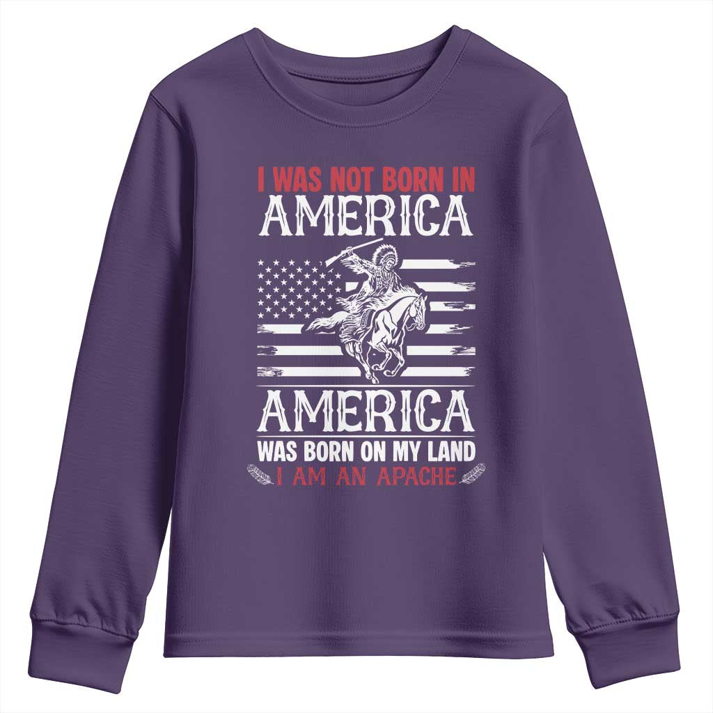 Native American Apache Youth Sweatshirt I Was Not Born In America - Wonder Print Shop