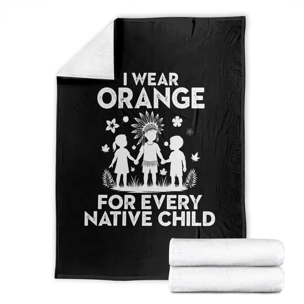 Native American Child Idian Throw Blanket I Wear Orange For Every Native Child Indian Pride - Wonder Print Shop