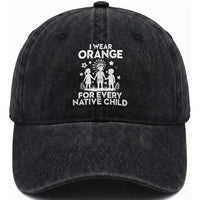 Native American Child Idian Washed Cotton Baseball Cap I Wear Orange For Every Native Child Indian Pride