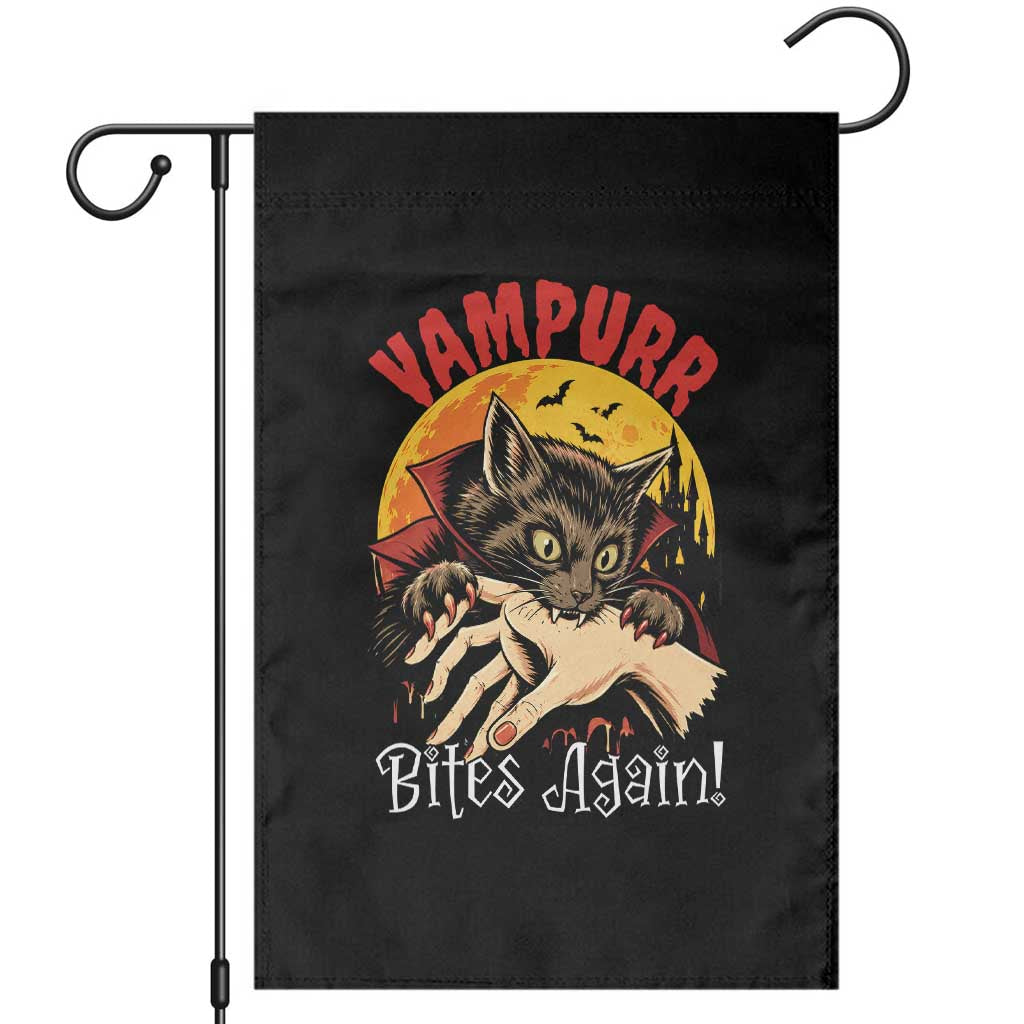 Vampurr Bites Again Garden Flag Funny Vampire Cat Halloween Horror