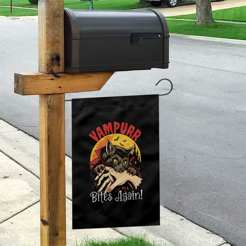 Vampurr Bites Again Garden Flag Funny Vampire Cat Halloween Horror