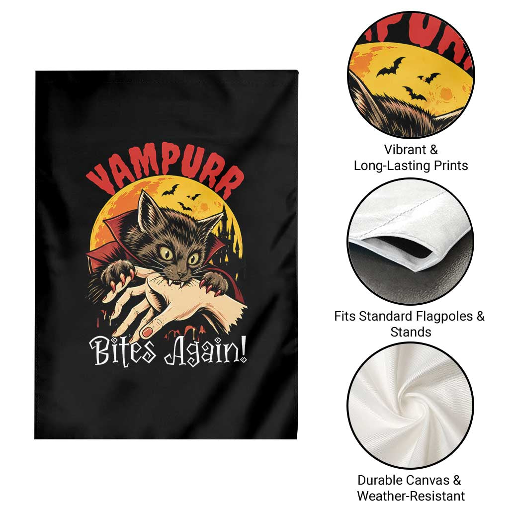 Vampurr Bites Again Garden Flag Funny Vampire Cat Halloween Horror