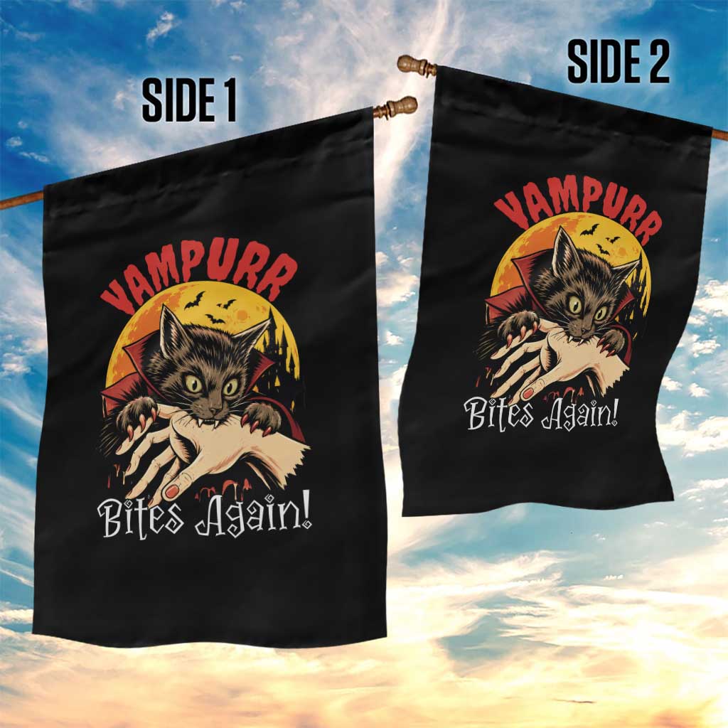 Vampurr Bites Again Garden Flag Funny Vampire Cat Halloween Horror